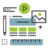 Drawing showing a pen, text and a ruler symbolizing the custom integration service